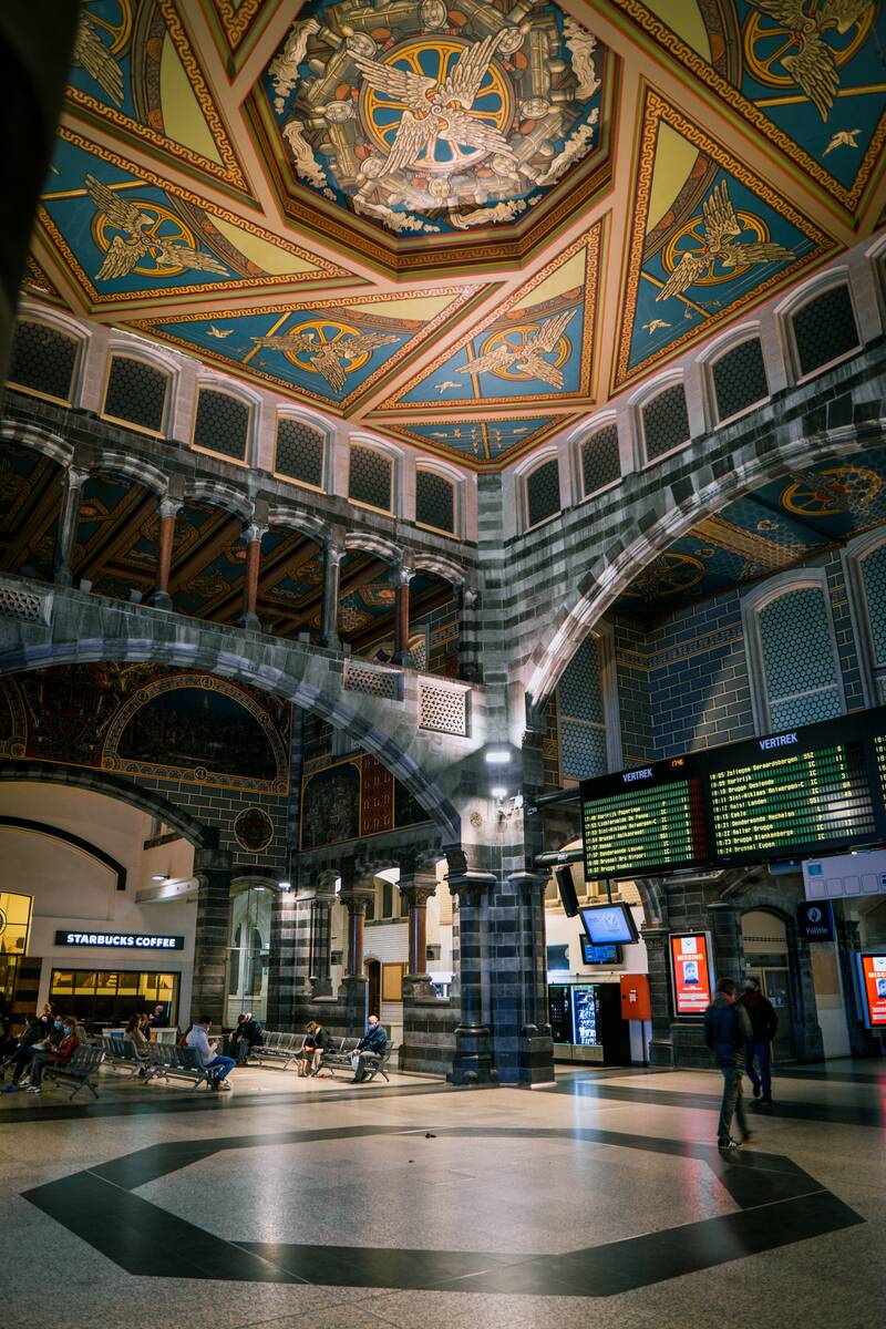 Beautiful ancient Gent Sint-Pieters Central Train Station in Belgium